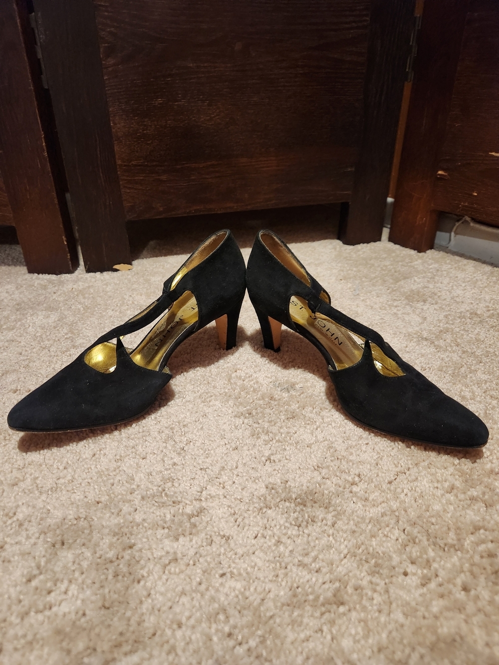 St. John Collection Black Suede Pointed-Toe D'Orsay Heels - Picture 2 of 5